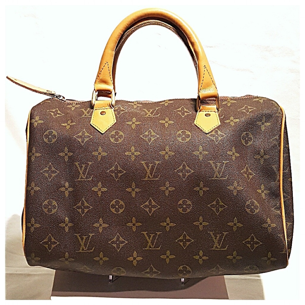 Louis Vuitton Brown Monogram Speedy 30 Leather Trim